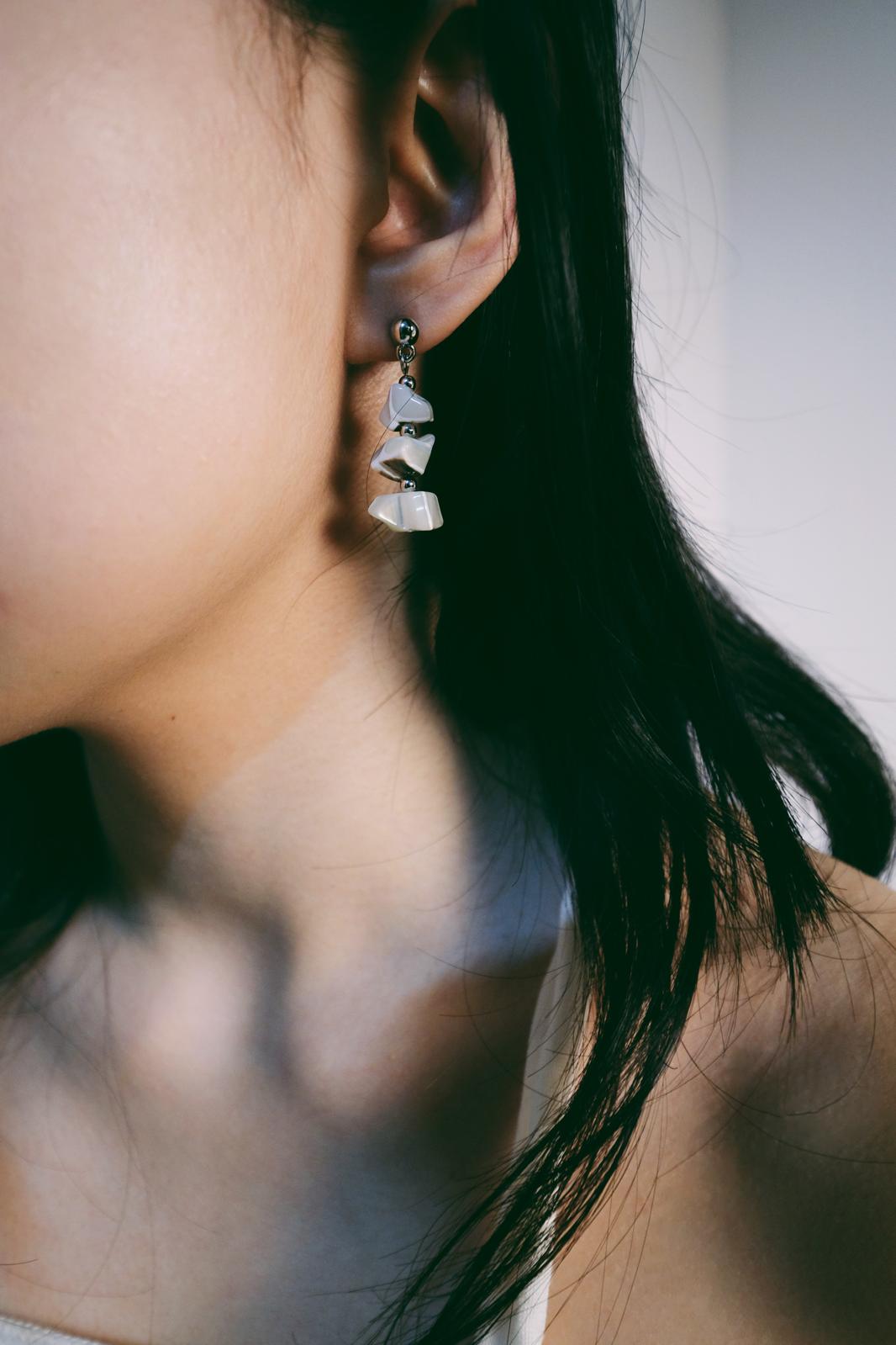 White Pearl Stone Earrings